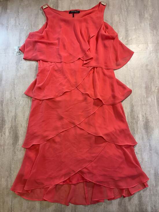 S.L. Fashions Dresses & Skirts - S.L. Fashions Coral Sleeveless Tiered Ruffle Dress